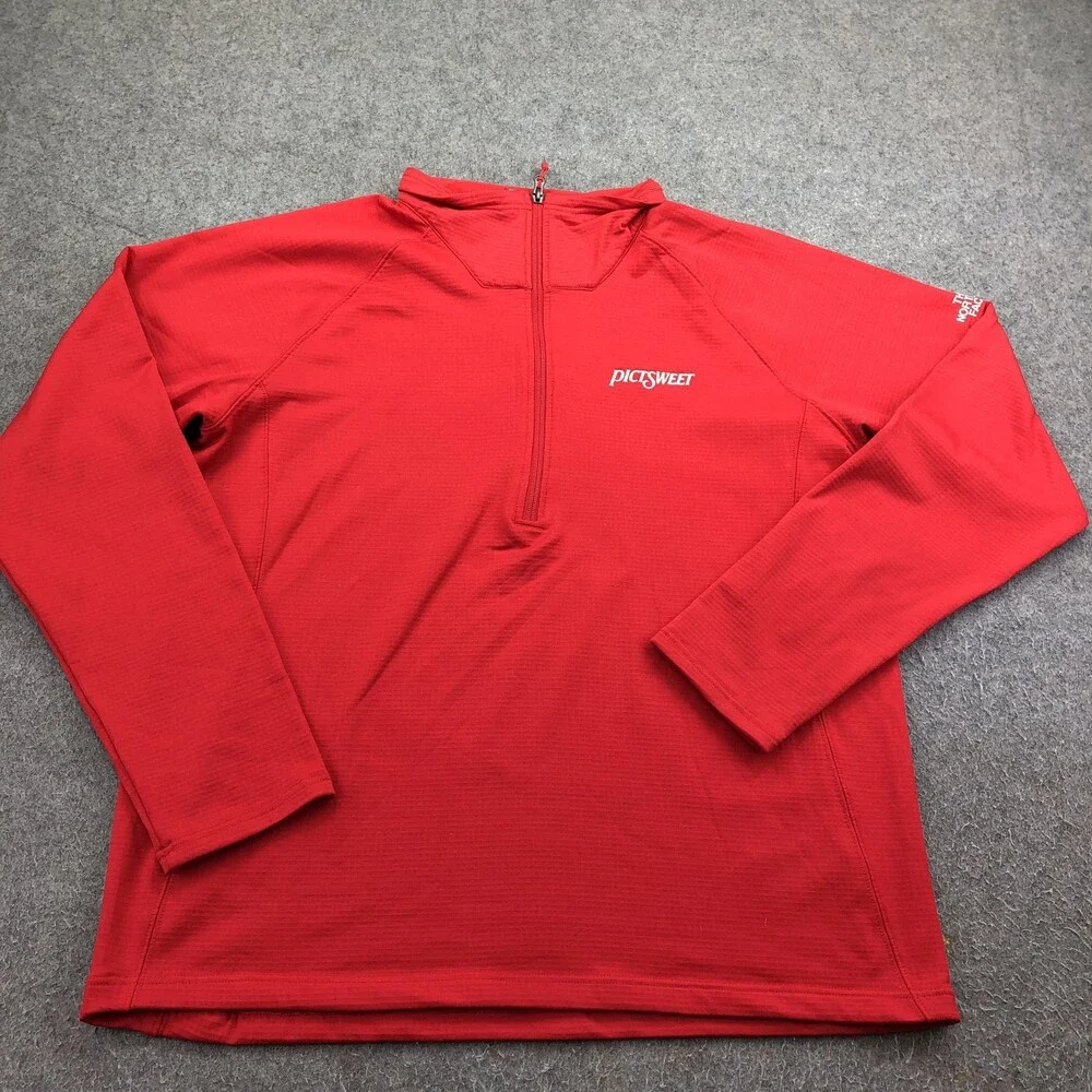 The North Face Sweater Mens XL Red 1/4 Zip Long Sleeve Hiking Top Performance